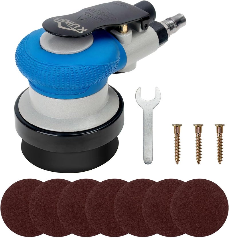 PUIMIT 3-Inch Mini Air Sander | High-Speed 11,000 RPM Pneumatic Orbital Tool | Compact DA Sander for Auto Detailing, Spot Repair & Small Projects - Image 1